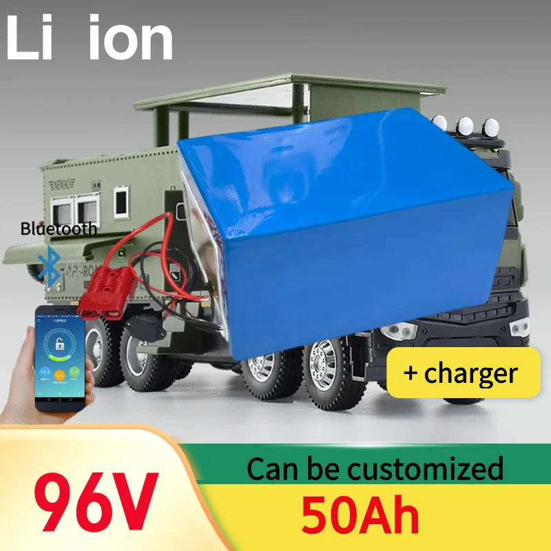 96v 50ah lithium ion battery li ion bluetooth BMS APP for 5000W motor robot scooter bike motorcycle AGV bike + 10A Charger