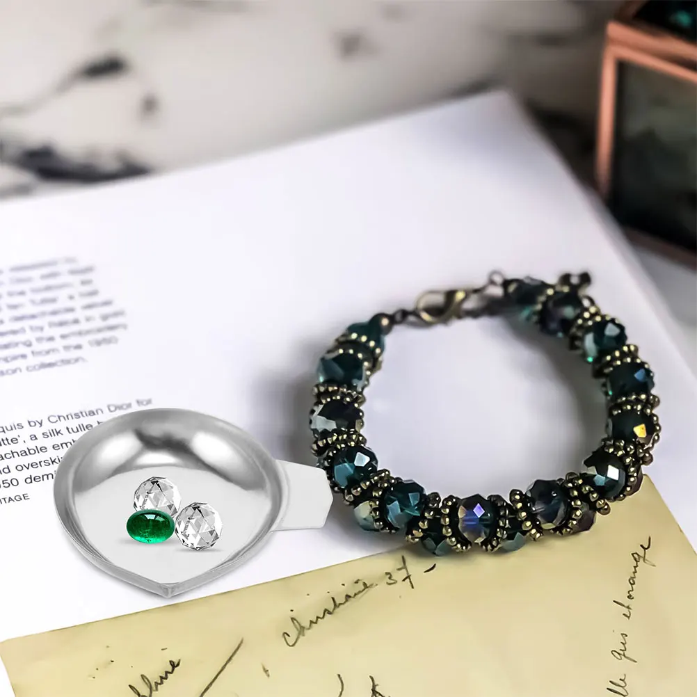 4 Pcs Diamond Weighing Pan Stainless Steel Food Boats Sample Plate Electronic Spoon High Precision Jeweler Scale Portable Plate