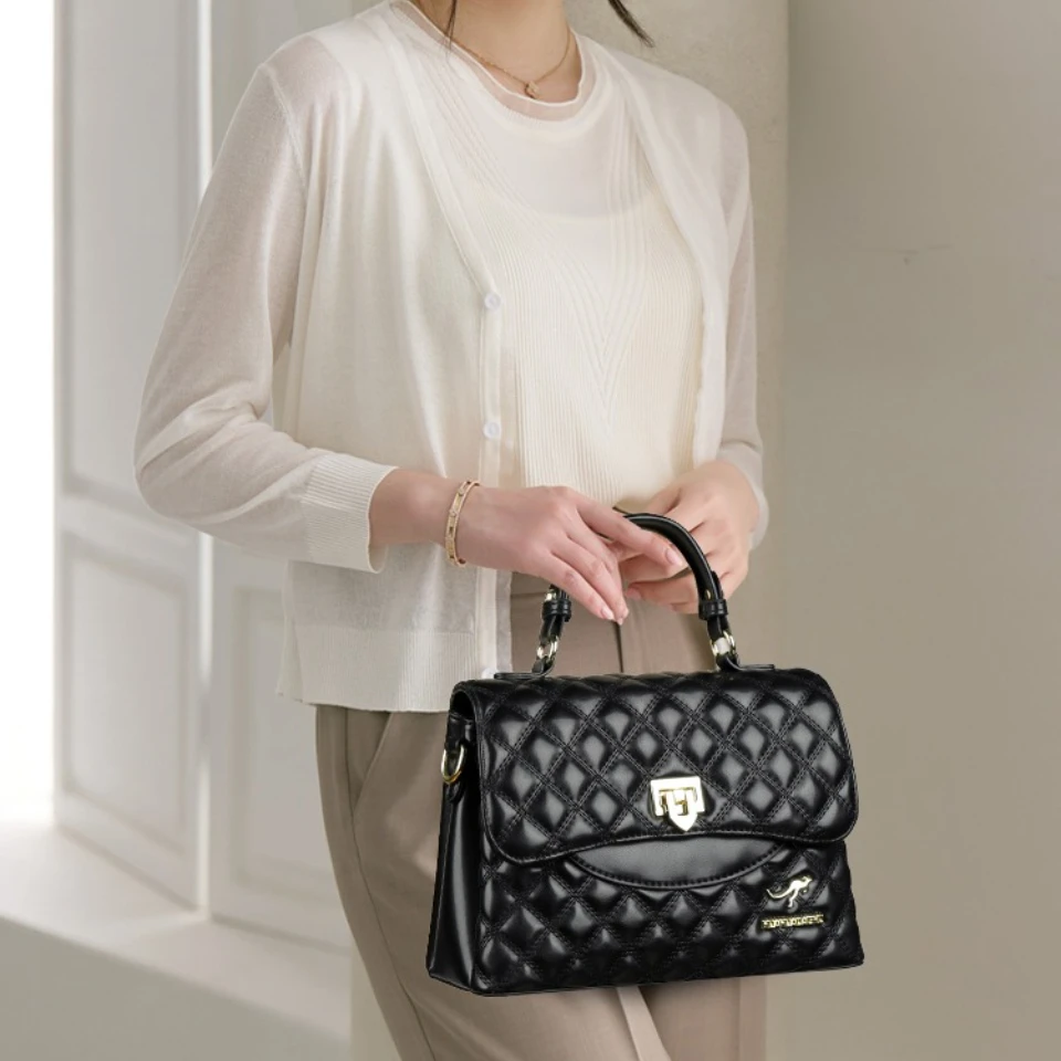 Luxury Large Capacity Multilayer Shoulder Messenger Bag High Quality Leather Handbag Women Designer Crossbody Sac Female Tote