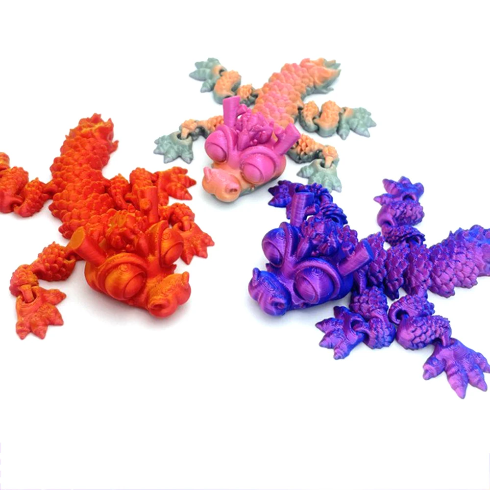 3D Printed Small Dragon Model Toys Multi-joint Ornament Realistic Animal Figures Decorations Relieving Desktop Novelty Toy Gifts