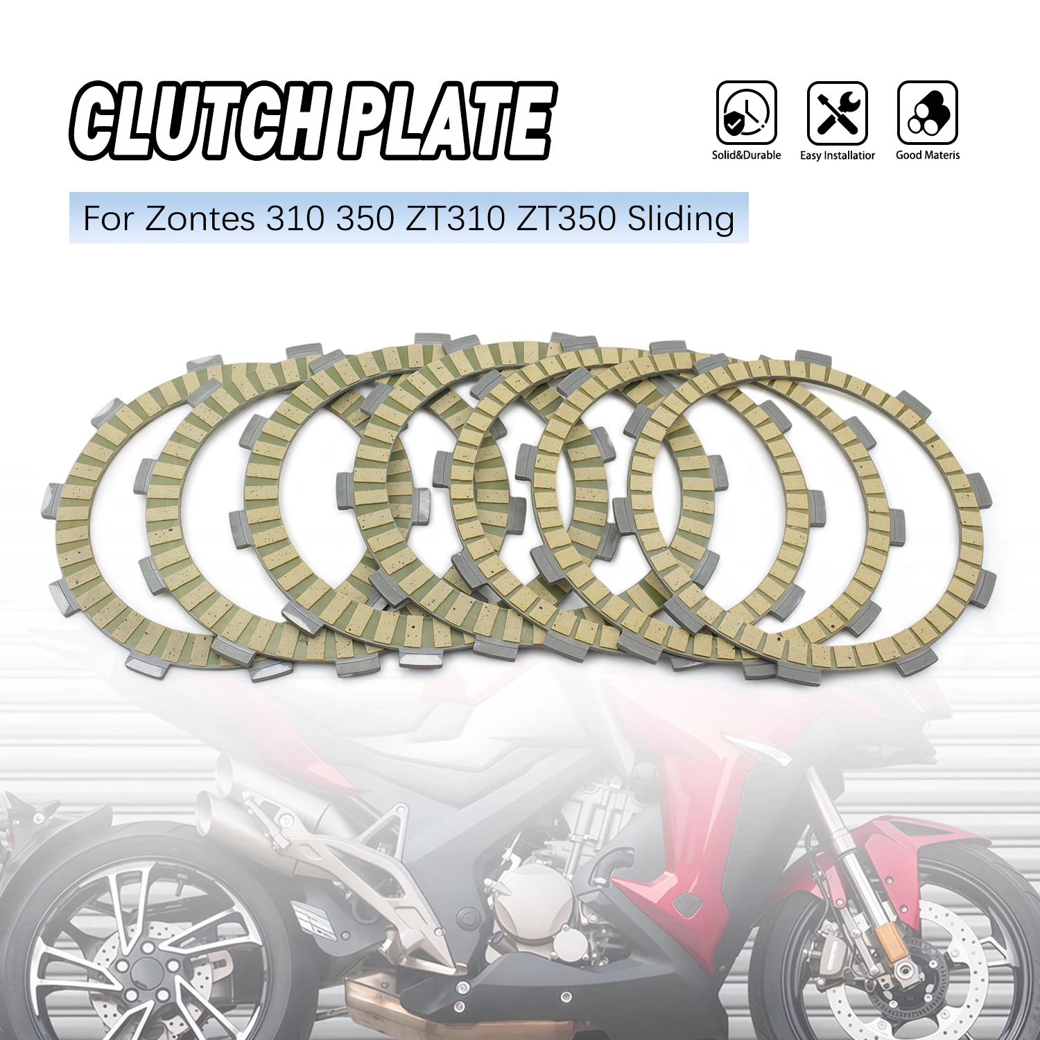 

Motorcycle Accessories Clutch Plates Friction Disc Steel Plate Kit Engine For Zontes ZT 310 350 ZT310 ZT350 Sliding