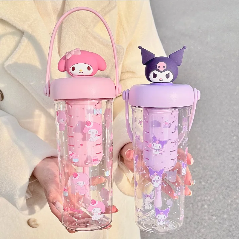 

New Sanrio Cartoon Doll Plastic Cup Summer Portable Coffee Cup Cute Straight Drinking Water Bottle Travel Mug For Girls Students