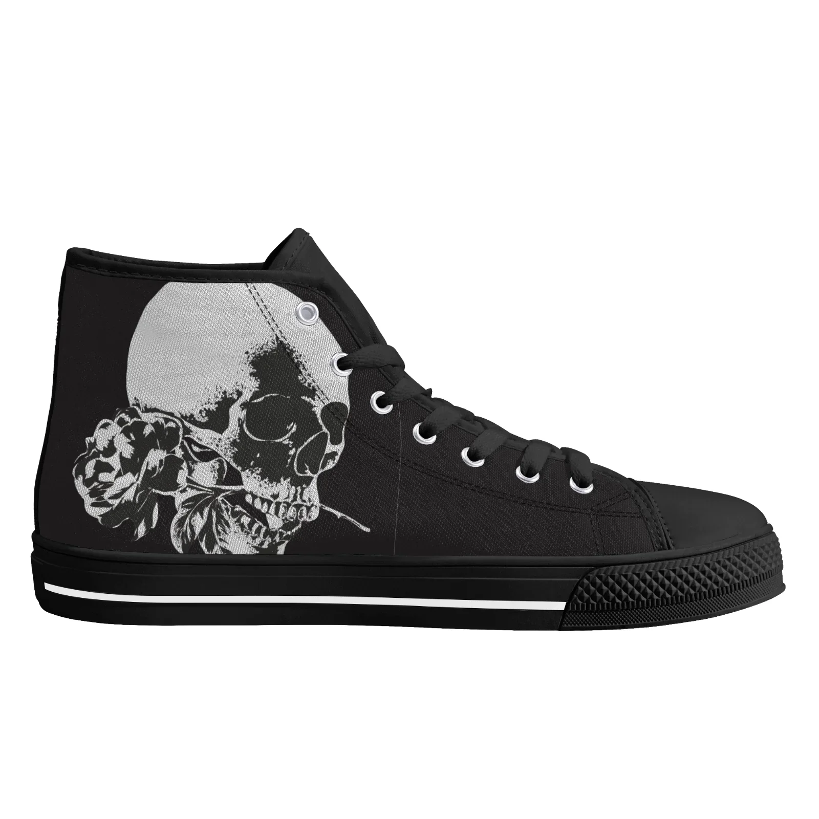 "Skull Rose" classic high-top canvas shoes vulcanized shoes men's high-necked casual shoes Men's sneakers Girl's sneakers view 3