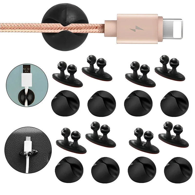 5/10/15 Buah Klip Pengikat Kabel Data Multifungsi, Penjepit Kabel Bulat, Pemotong Kabel, Pengatur Penyimpanan, Penyangga Desktop