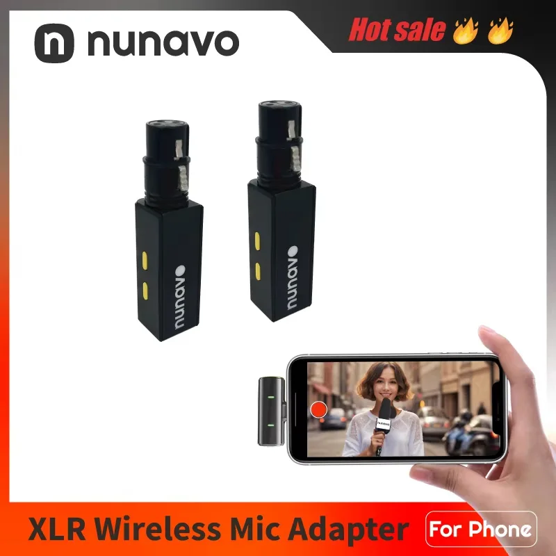 NUNAVO convertisseur de Microphone sans fil émetteur XLR récepteur Transmission téléphone Android téléphone intelligent entretien flux en direct