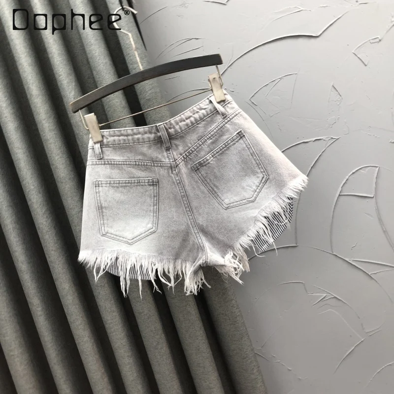 Korean High-waisted Ripped Casual Denim Shorts Women Summer New Fashion Trend A-line Wide-leg Pants Versatile Spice Girls Shorts