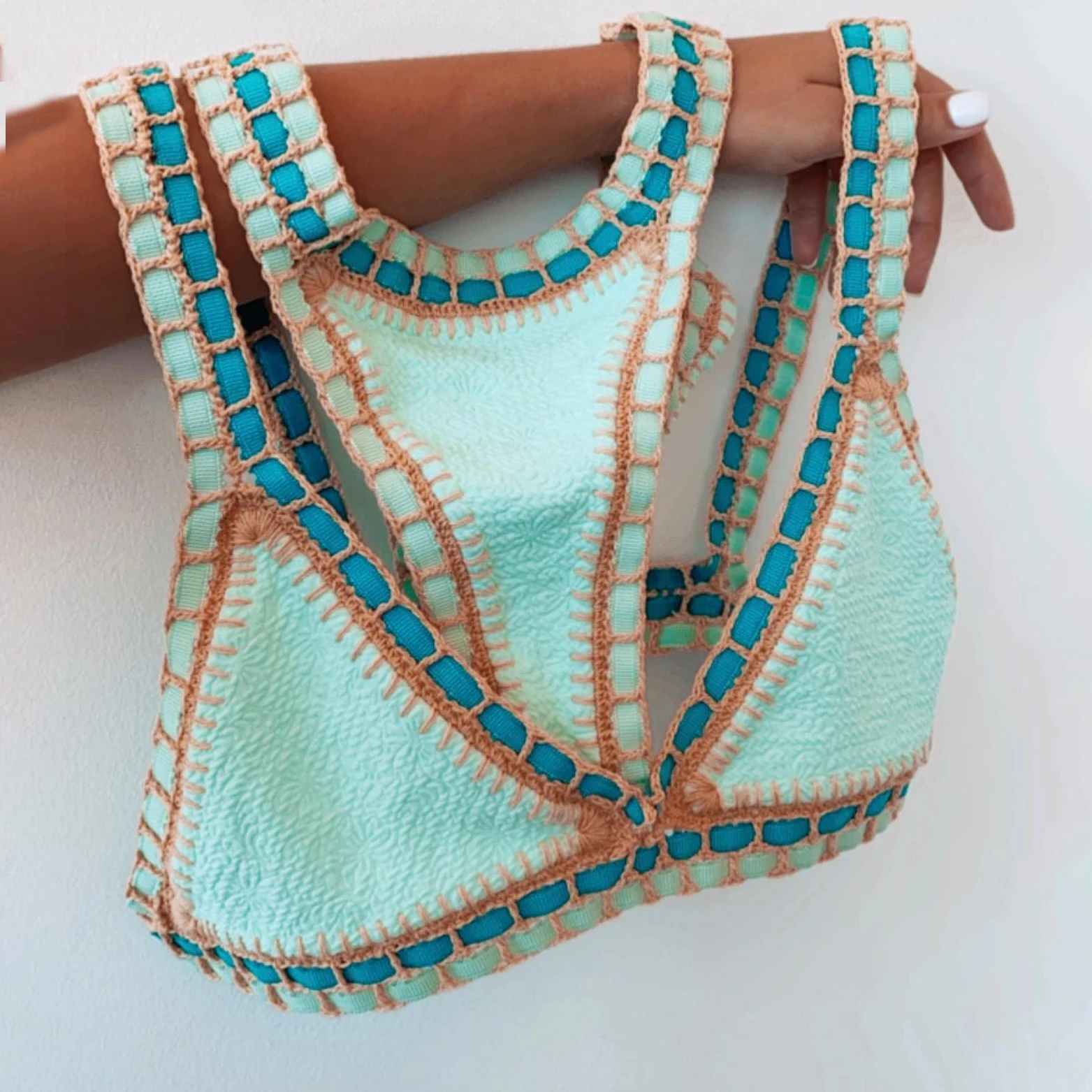 

Green Crochet Bikini 2026 Bandeau Biquini Women Sexy Swimsuit Push Up Swimwear Female Low Waist Swim Suits Bathingsuit Beachwear