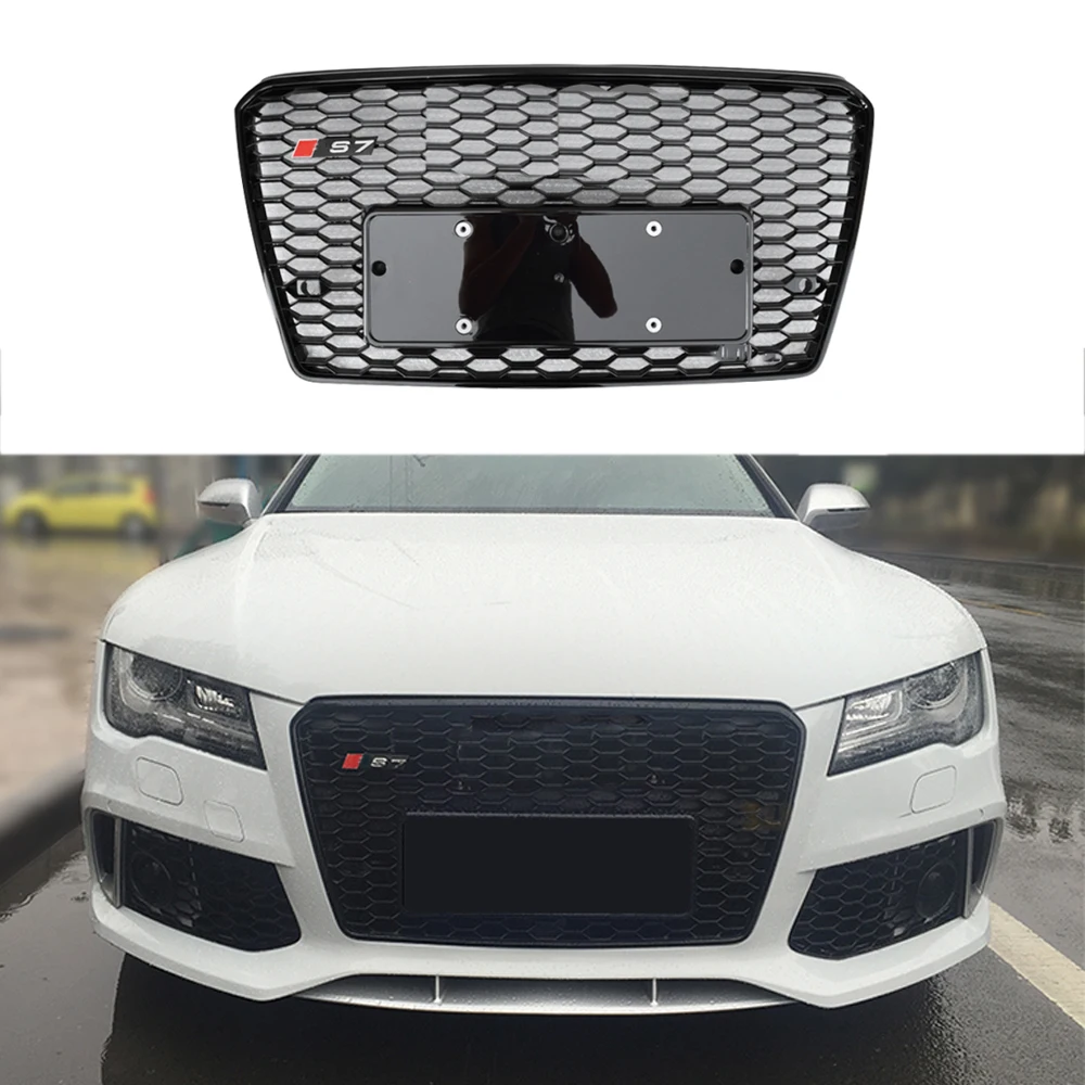 Modified For A7 Front Grill For A7 S7 2009 2010 2011 2012 2013 2014 2015 Auto Grille Front Bumper Mesh Cover Racing Grills