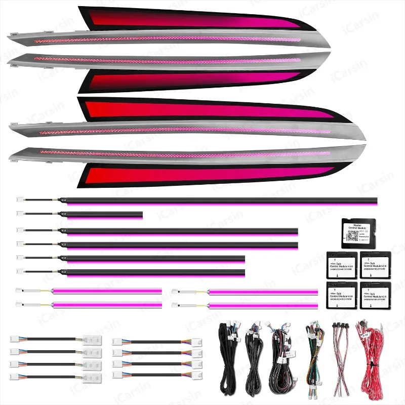 G20 G22 Center Console Trim LED Atmosphere Kit, 64 Color Dynamic Interior Ambient Strip Fit M3 M4 M340i Sports Sedan Dashboard M