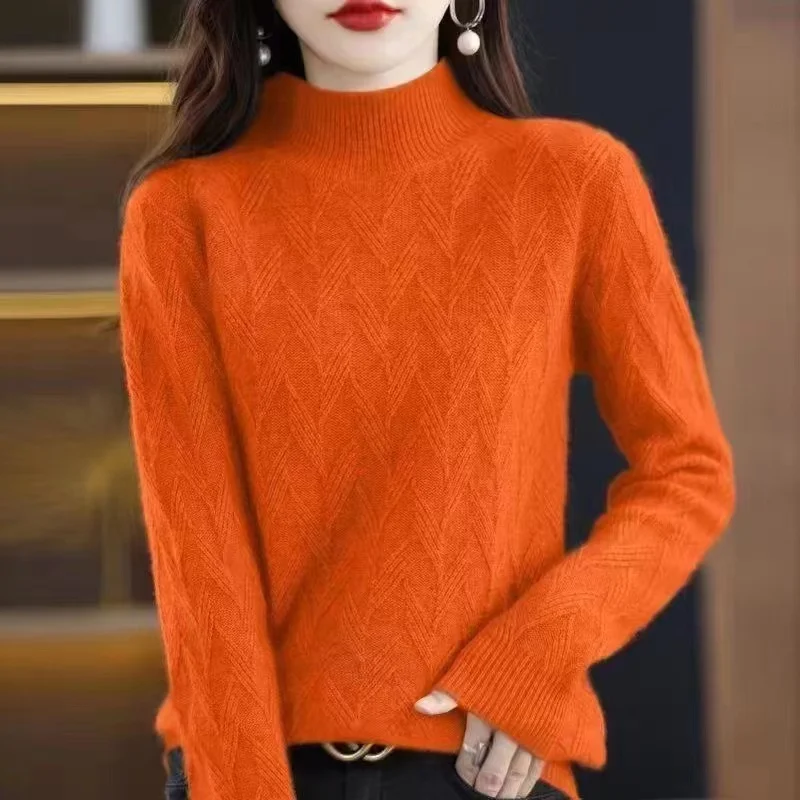 Women Pullover Turtleneck Sweater Harajuku Fall Soft Knit Sweater Slim Elastic Korean Simple Basic Cheap Jumper Solid TopsM-10XL