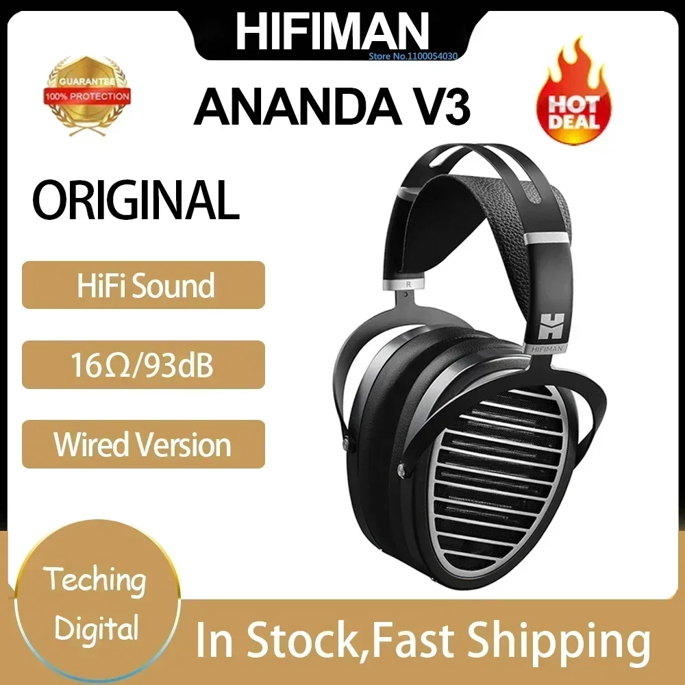 Original HIFIMAN Ananda V3 Stealth Magnet Open-Back Over-Ear Full-Size Planar Magnetic Hi-Fi Headphones for Audiophile