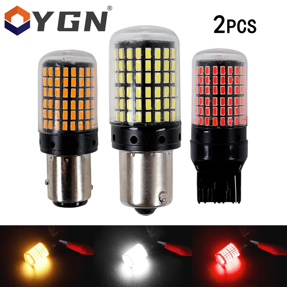 2Pcs 1156 BA15S P21W BAU15S PY21W T20 7440 W21W 3157 1157 P21/5W W21/5W LED Bulbs 144smd Led CanBus Lamp For Turn Signal Light