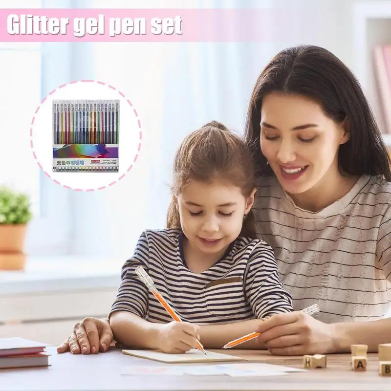 مجموعة أقلام جل لامعة علامات لامعة جل عصا القلم الألوان البريق الفن بريق أقلام للرسم العبث الكتابة المشاريع المدرسية