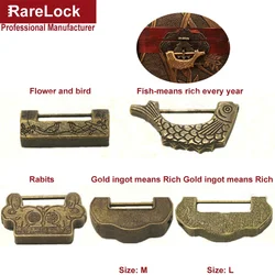 Fish,Bird Design Vintage Antique Bronzy Metal Chinese Style Lock Jewelry Box,Gift Box,DIY Cabinet Furniture Hardware H