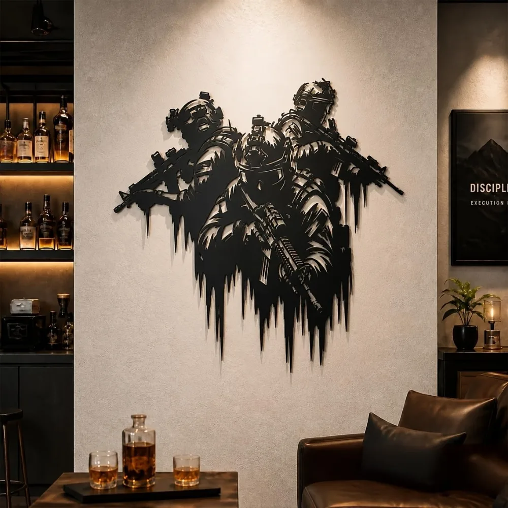 CIFBUY Iron Wall Art Soldier Military Metal Sculpture Decor Sign For Home Indoor Outdoor Yard Easy Hang
