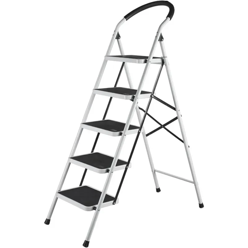 

5 Step Ladder, Folding Step Stool with Extra Wide Anti-Slip Pedal, 330lbs Lightweight Portable Sturdy Steel Ladders with