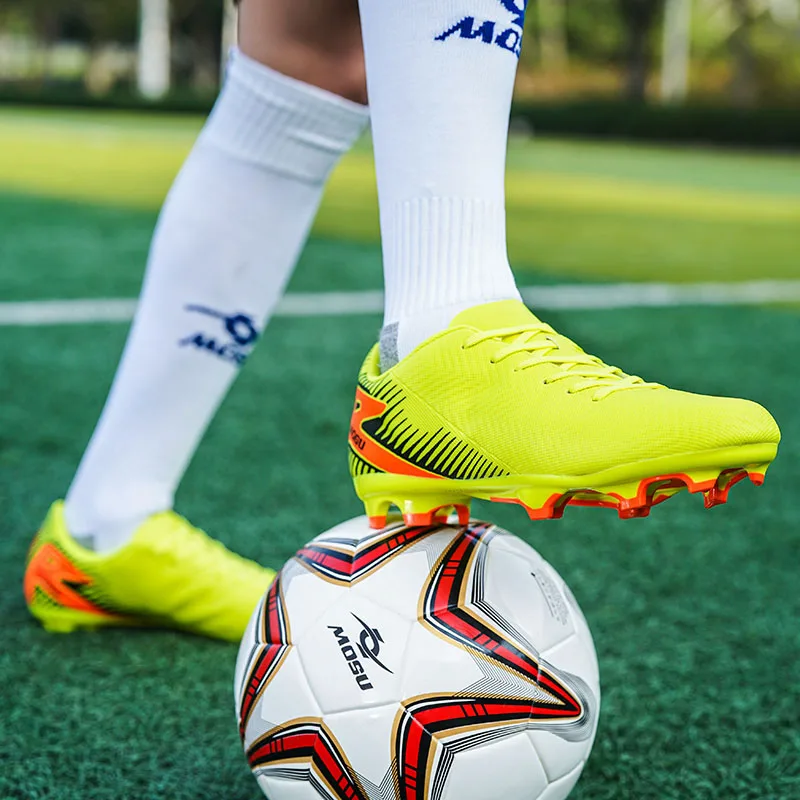 Sports football shoes, Stud, Shredded stud, Fashion yellow combat boots Size 36-45