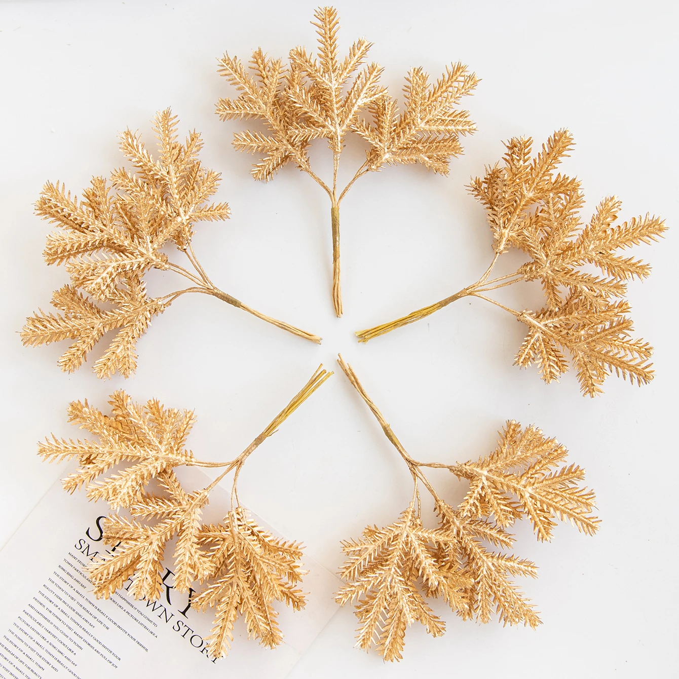 6PCS Artificial Plant Green Leaves Cactus for Home Christmas Decoration DIY Wreath Material Craft Wedding Banquet Accessories