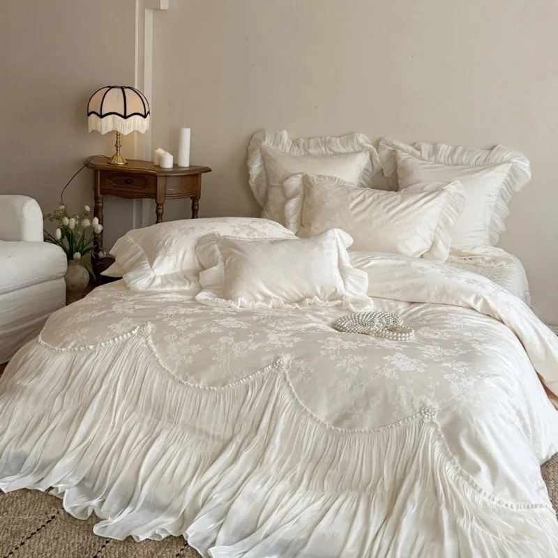 Tencel cotton jacquard French lace, spring and summer bedding, quilt cover, sheets