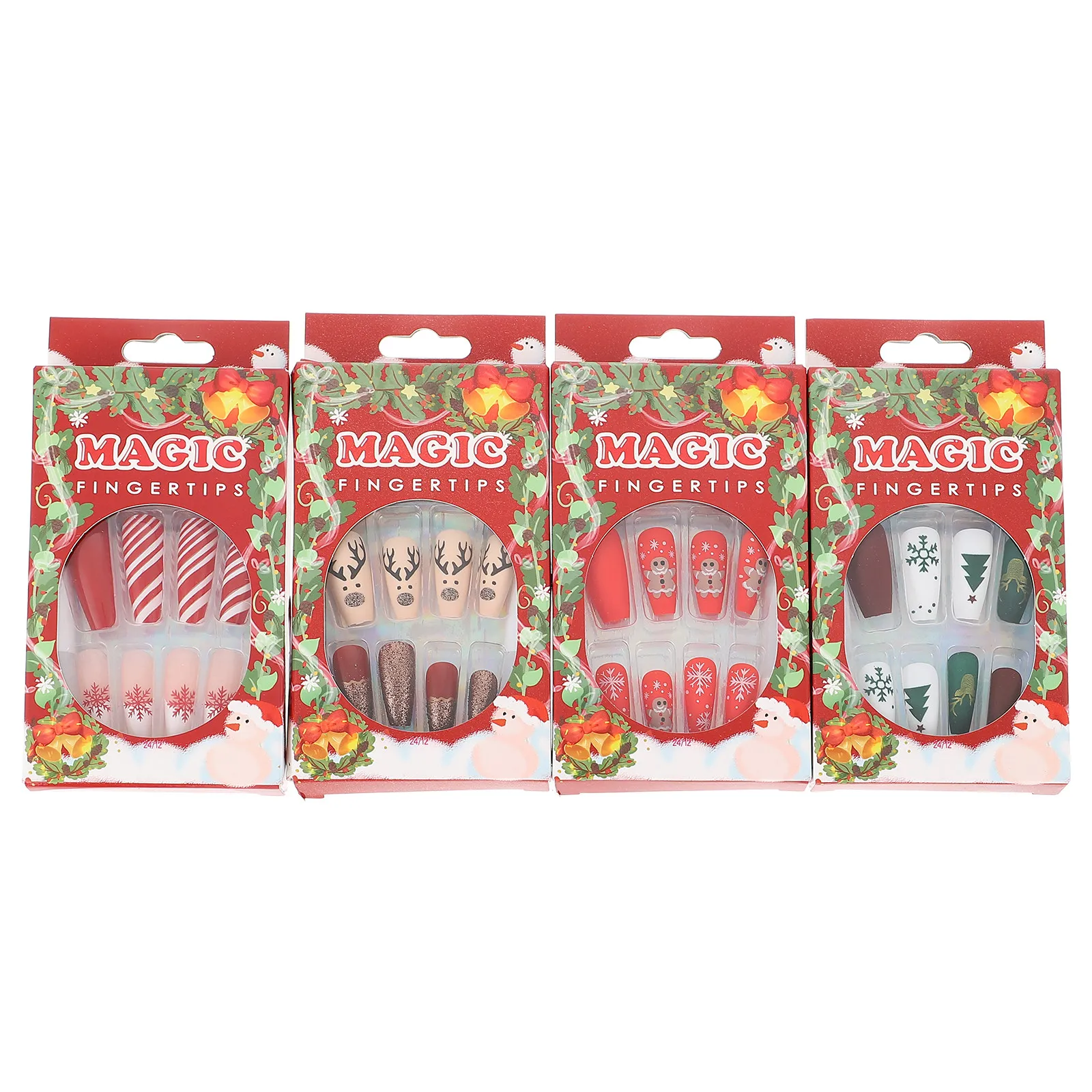 

96 шт. Рождественские накладные ногти с полным покрытием, праздничный дизайн, легко наносятся, для домашнего использования, качество салонного маникюра, материал ABS