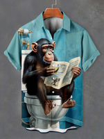 Summer Men's Funny Animals Shirts Fashion Short Sleeve Button Down Lapel Shirts Oversized Tops Casual Hawaiian Shirt for Man