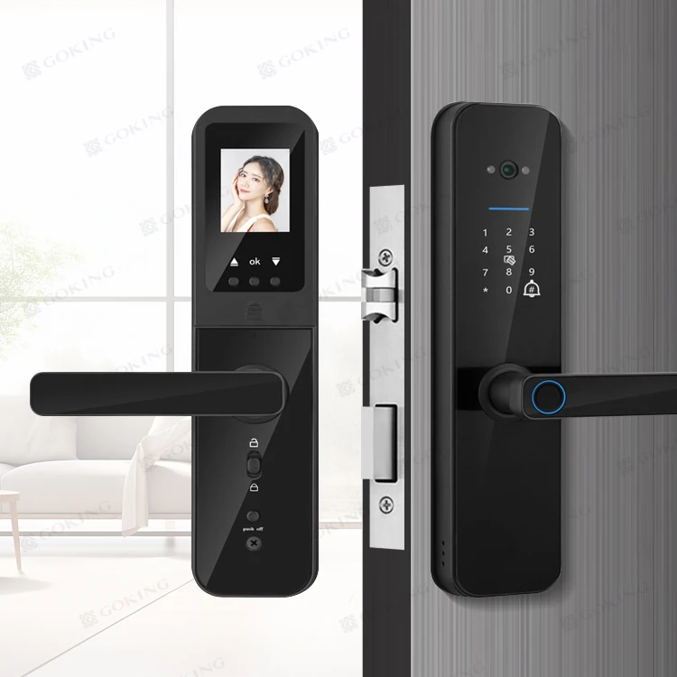 Goking Security Digit Electronic Handle Digital Tuya Cerraduras Inteligentes Con Wifi Fingerprint Smart Door Locks with Camera