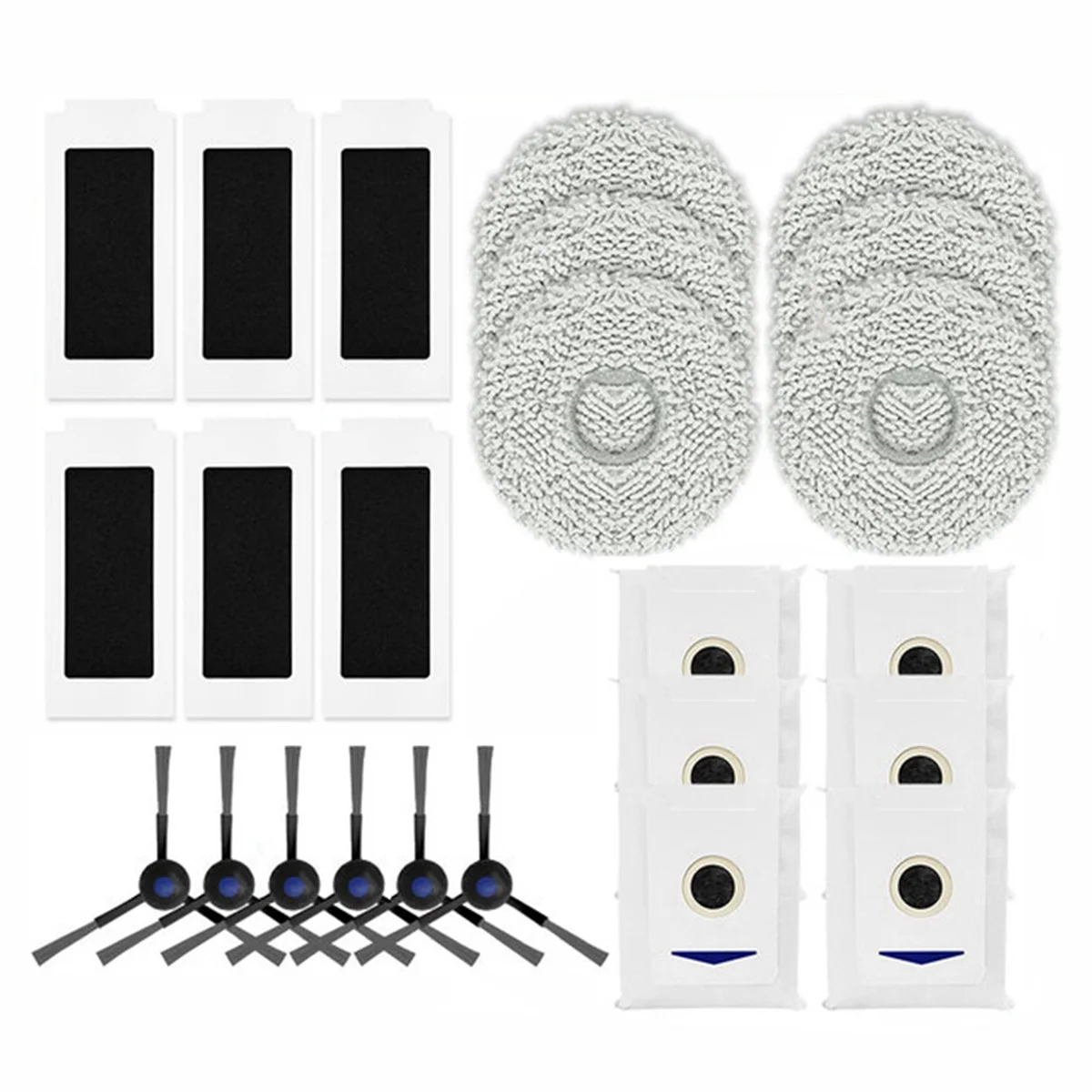 24PCS Replacement Parts for Ecovacs Deebot T30 Pro Omni / DDX14 / T30 MAX Vacuum Side Brush Hepa Filter Mop Rag Dust Bag