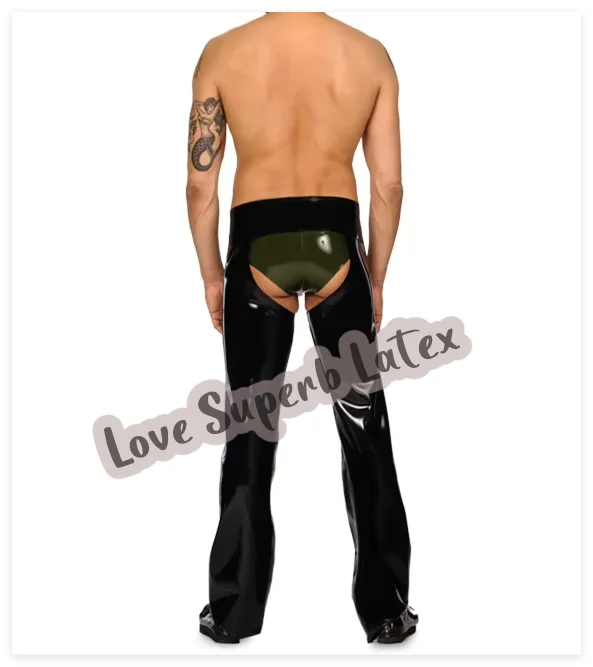 Crotchless design men's black long pants Man Pants Handmade Men Trousers Front Buttons  (No Undershorts NO Zip)