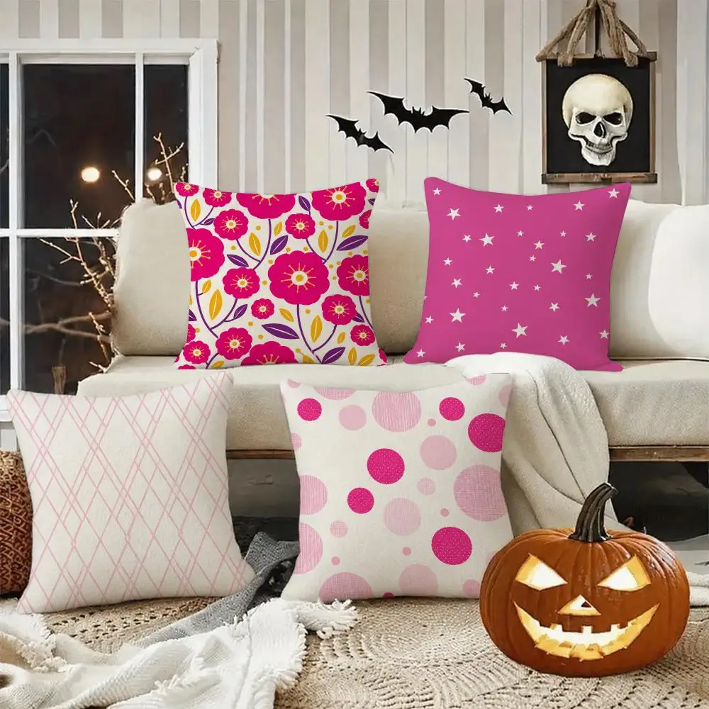 Pastel Purple Floral Mix Cushion Cover Halloween decoration trick or treat cushion cover, ghost, pumpkin head, bat decoration