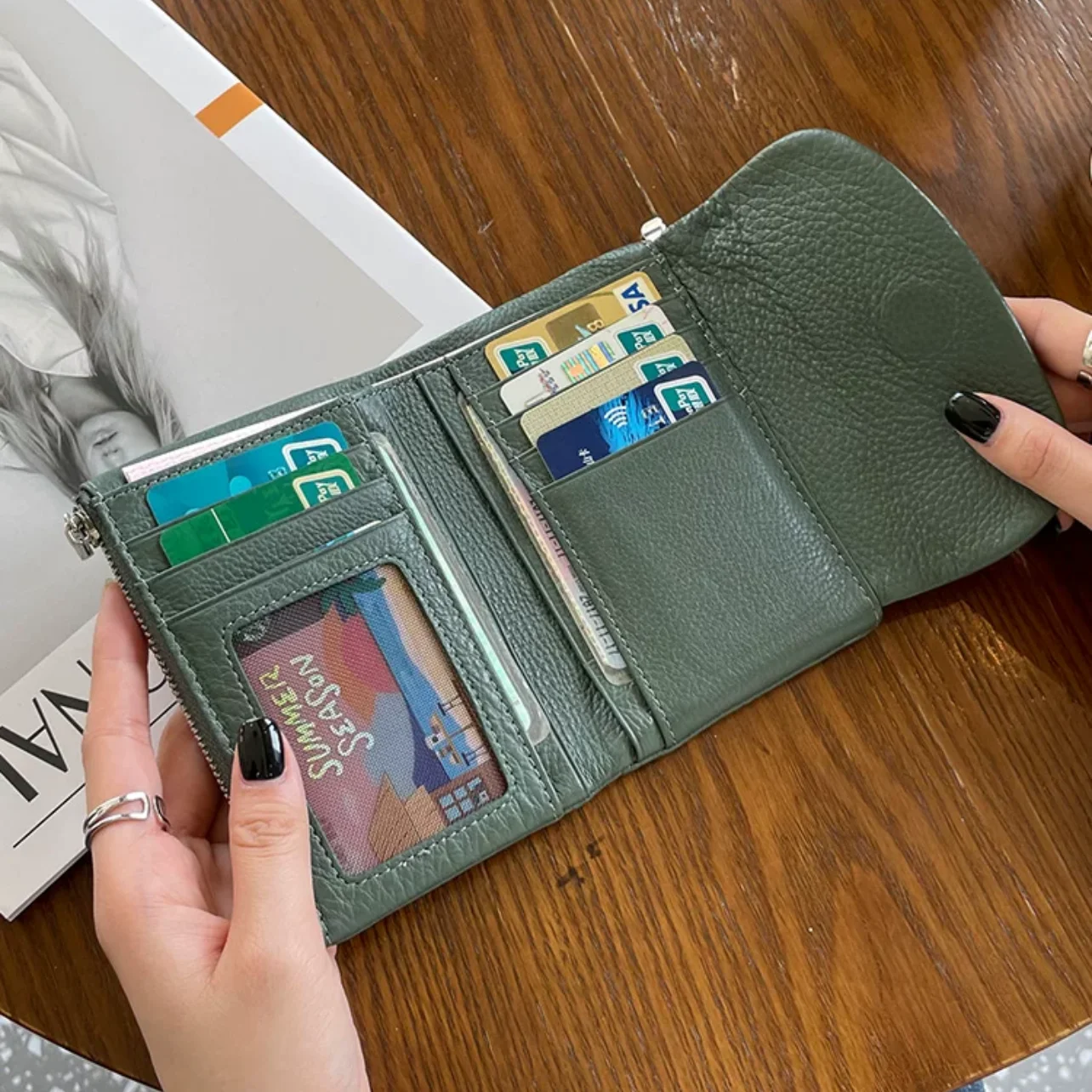 Carteiras curtas para mulheres couro de vaca genuíno moda moeda bolsa nova carteira de couro macio titular do cartão moda cor sólida bolsa