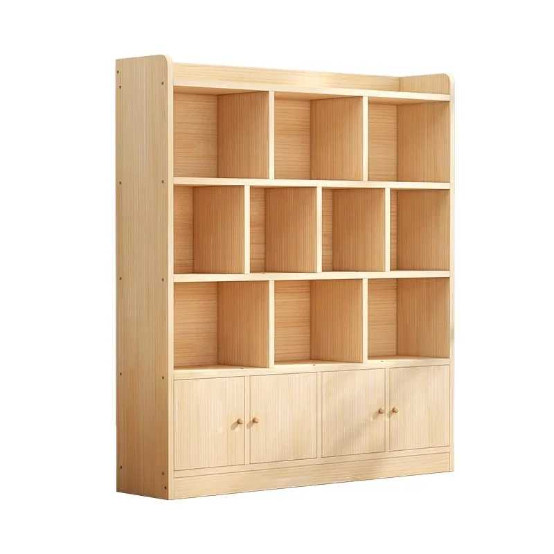 Solid wood children's bookshelf simple living room shelf floor-to-ceiling children's deepened bookcase low cabinet student class