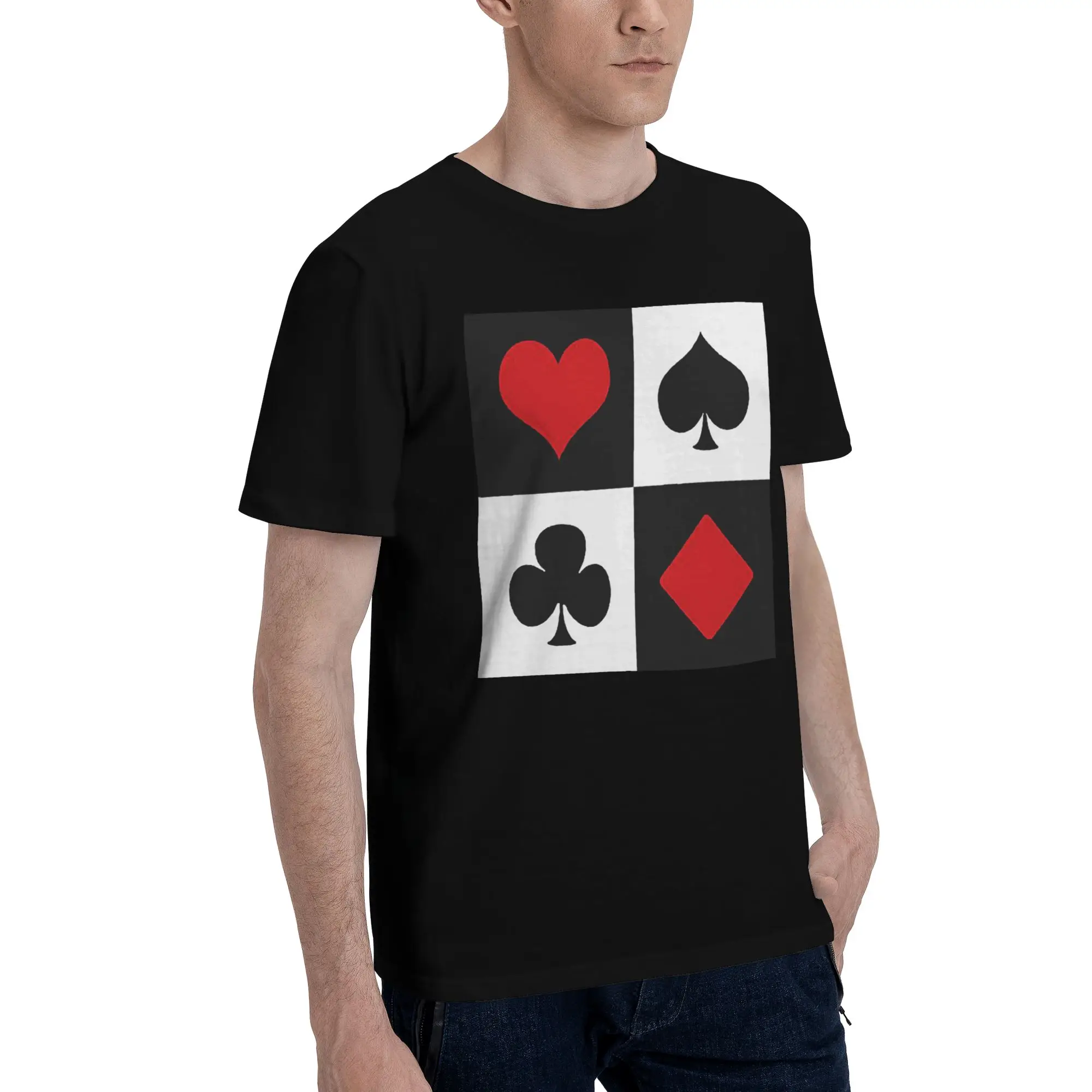 

Мужская футболка с игральными картами, футболки больших размеров, мужские хлопковые футболки с круглым вырезом, короткие летние мужские футболки