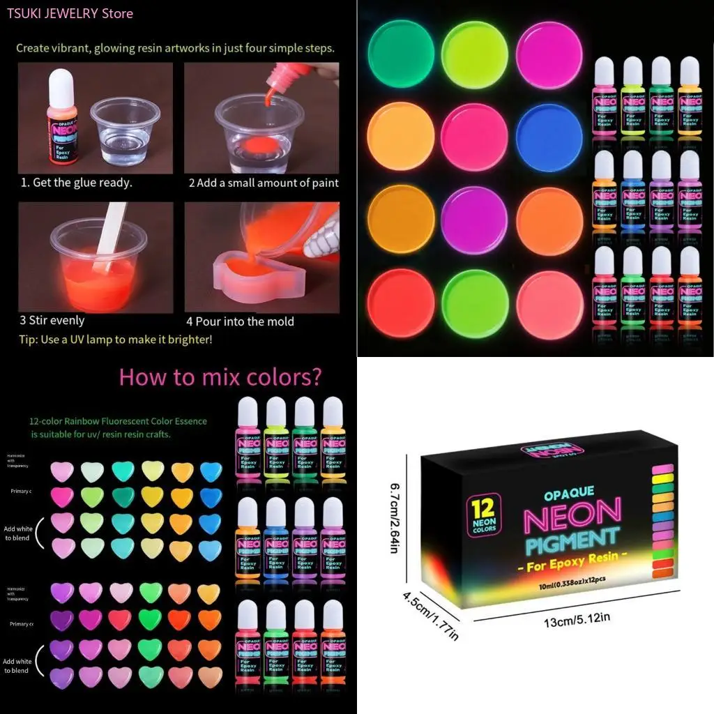 62ke-10ml-エポキシ樹脂顔料セット-カラー付き-高濃度不透明樹脂染料-uvレジンクラフトやセルエフェクト用