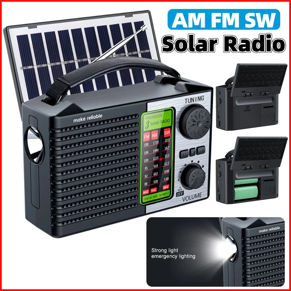 

Перезаряжаемый портативный AM FM SW радио мини-солнечный Bluetooth-совместимый беспроводной динамик полнодиапазонный радиоприемник с фонариком
