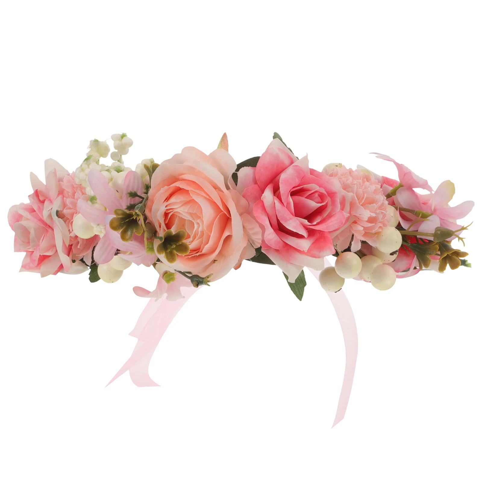 

Simulated Flower Hair Wreath Exquisite Polyester Iron Wire Floral Headband Lightweight Comfortable Festival Wedding Flower Crown