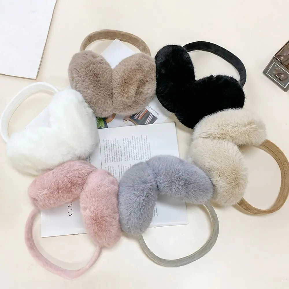 Fashion Ear Cap Imitation Fur Earmuffs Folding Thicken Foldable Ear Cover Solid Color Keep Warmer Ear Mask Student