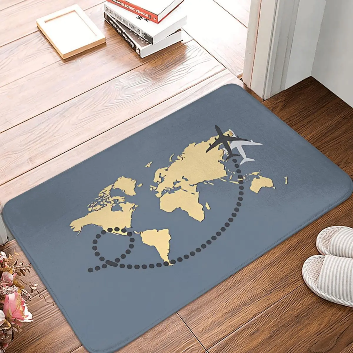 Aircraft Anti-Slip Doormat Living Room Mat Travel The World Illustration Hallway Carpet Welcome Rug Home Decor