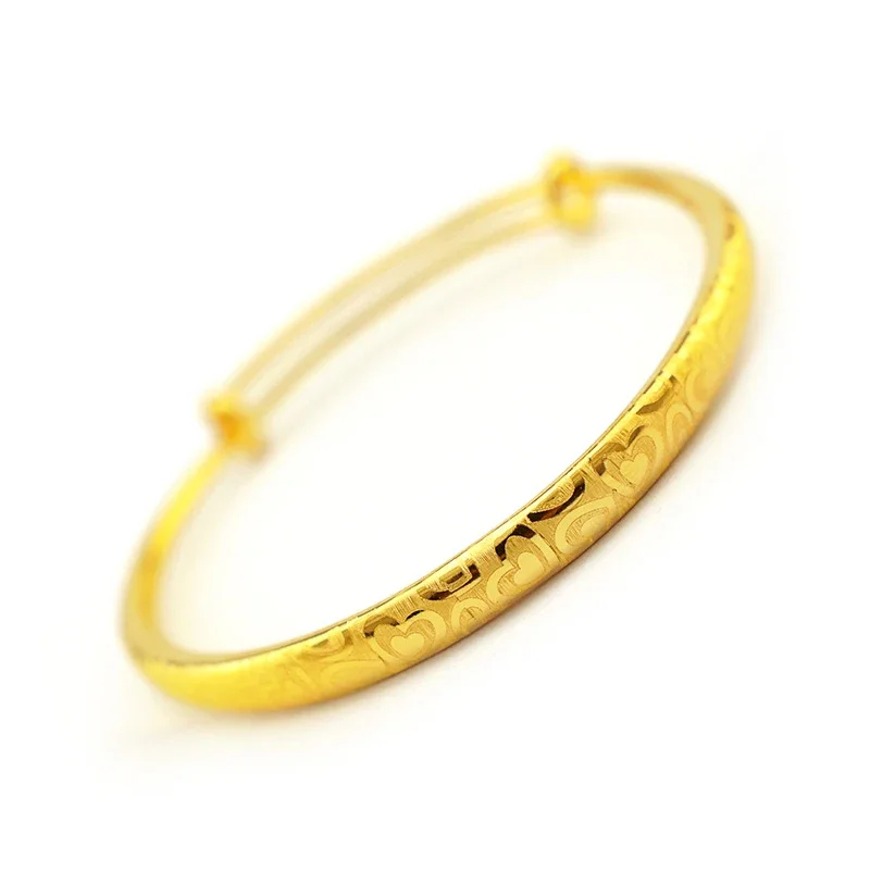 Custom Gesneden Naam Armband Vrouwen Geen Vervagende Echte 24K Vergulde Bruid 'S Bruiloft Draak En Phoenix Fu Push-Pull Bangles