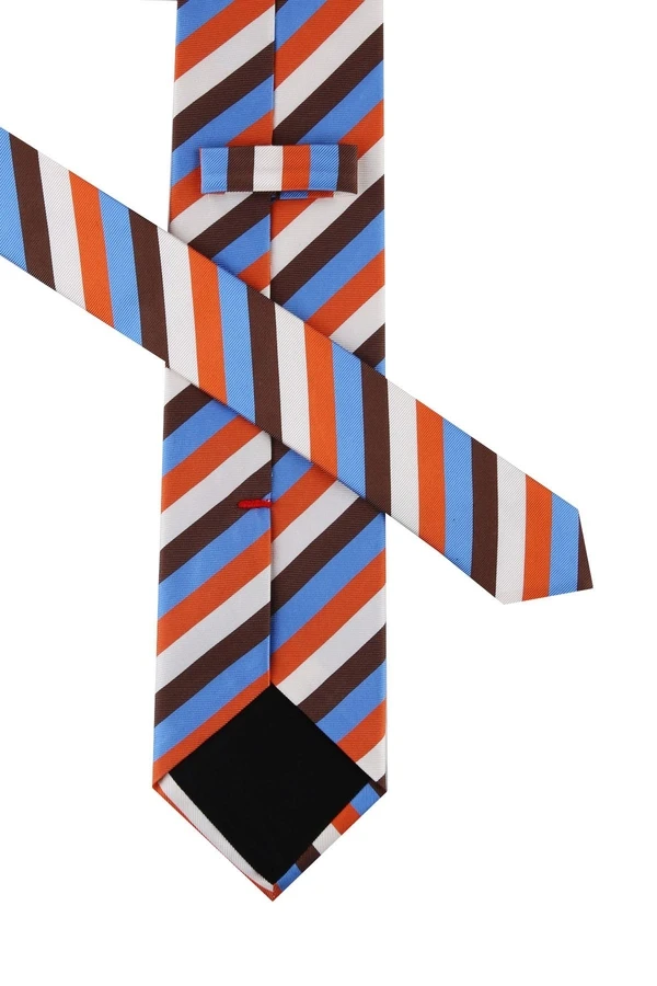 Pasino Style Multicolour Line Pattern Italian Silk Tie İK873