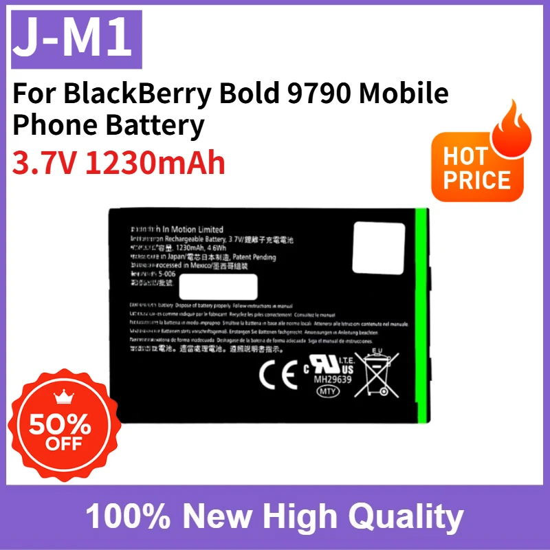 

Replaceable Battery J-M1 1230mAh for BlackBerry Bold 9790 Mobile Phone Battery Brand New Fast Shipping