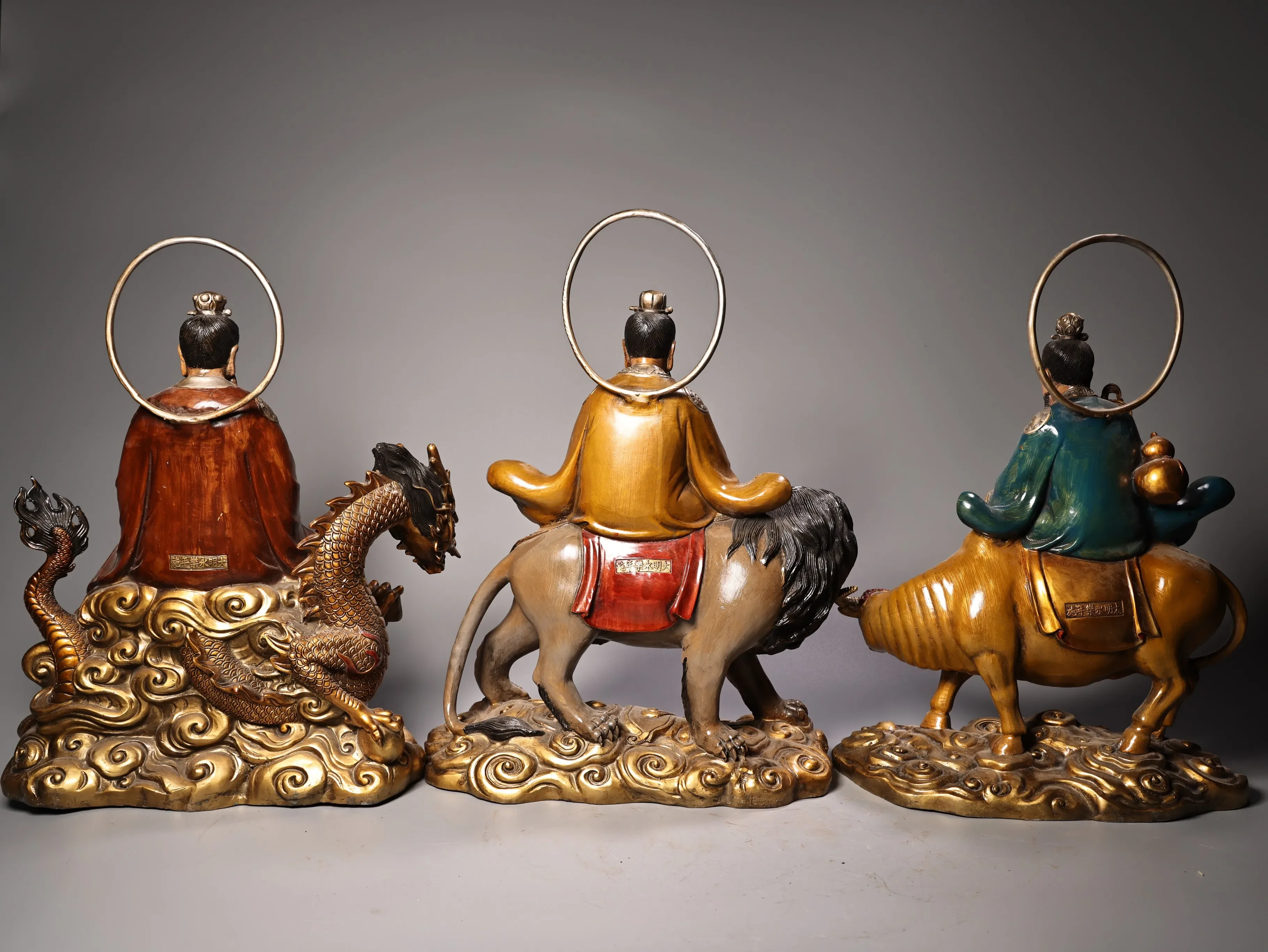 Bronze Painted Grandmaster Sanqing Patriarch Lord Lao Zi Taoism Ancestors Worship Hall