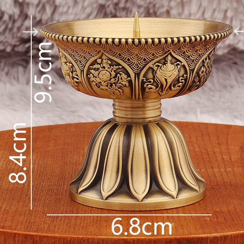 Brass Eight Auspicious Home Buddha Offering Pure Copper Candle Holders Metal Copperware Crafts Wholesale Exhibiti