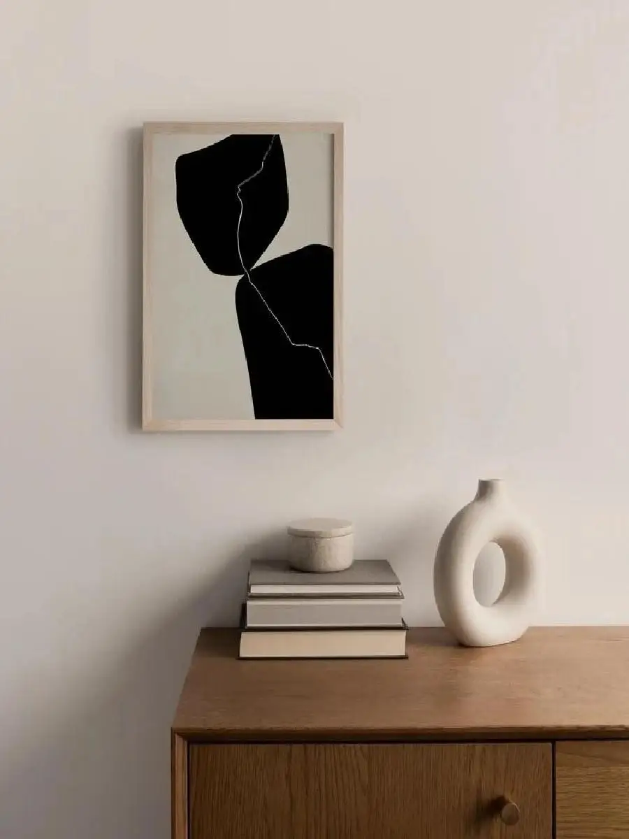 Modernes Abstraktes Beige und Weißes Leinwandgemälde Skandinavische Neutrale Wandkunst Druck für Wohnraumdekoration Kunstgalerie Poster