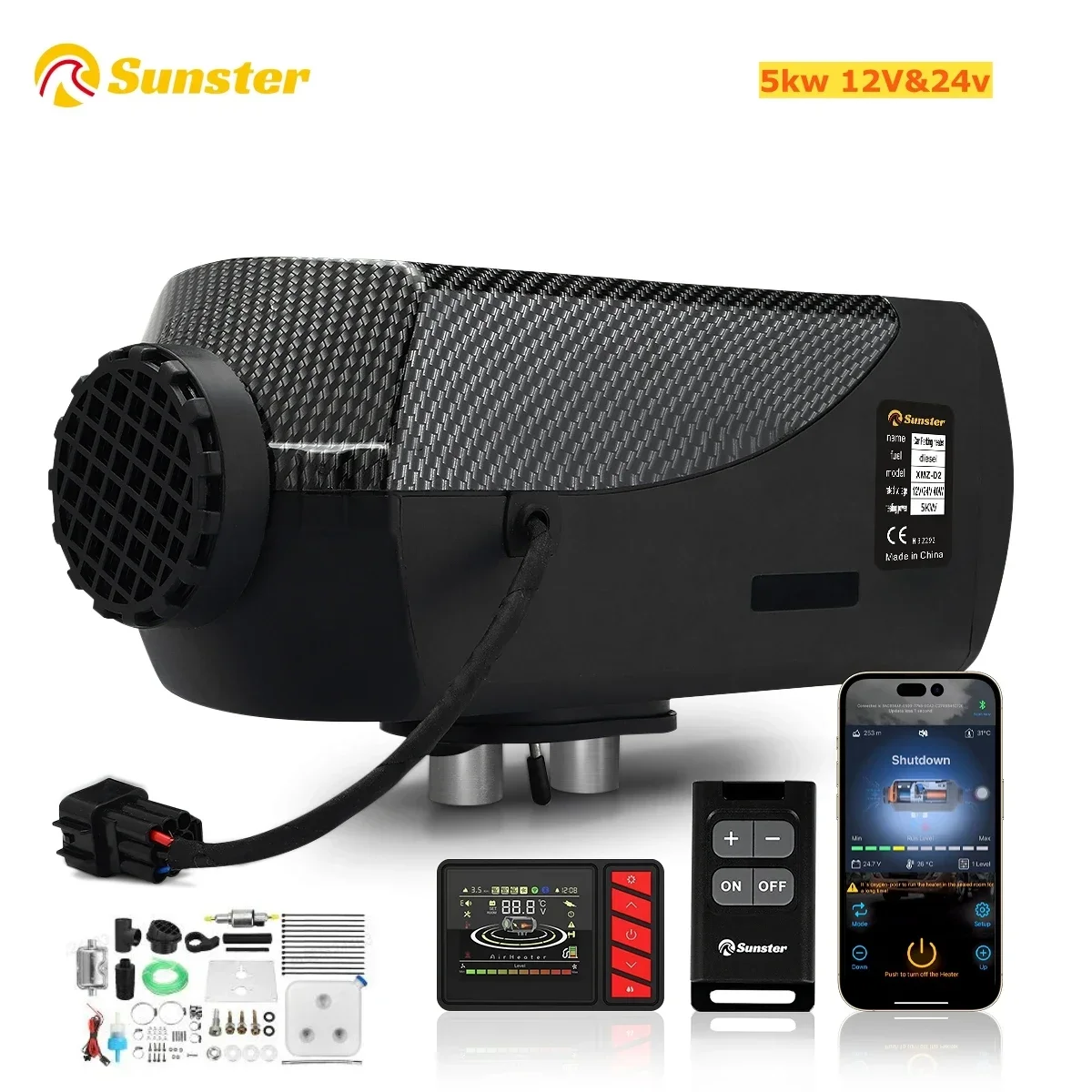 세일 선스터 자동차 히터, 블루투스 앱 및 LCD 스위치 포함, 디젤 에어 히터, 자동차 트레일러 트럭 주차 에어 히터, 5KW, 12V, 24V 
