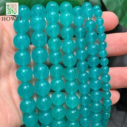 Smooth Natural Amazonite Blue Chalcedony Round Loose Beads DIY Charms Bracelet Necklace for Jewelry Making 4/6/8/10/12/14mm 15