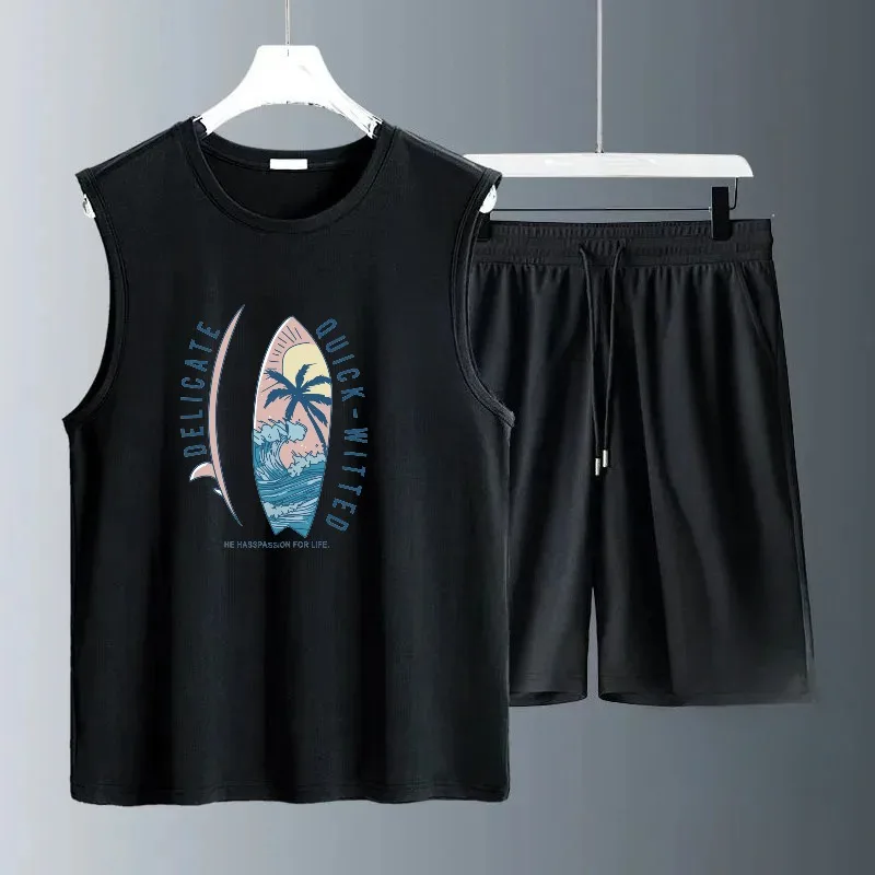 

Men's Basketball Jersey Suit Summer Outdoor Sports Suit Sleeveless T-Shirt and Shorts Men's Clothing Tracksu Gym Beach seaside