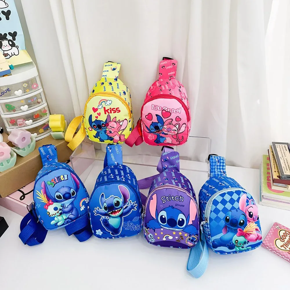 Stitch Cute Cartoon Shoulder Bags Kawaii Chest Bag Fashion Portable Travel Satchel Outdoor Tote Purse Children's Backpacks Gifts