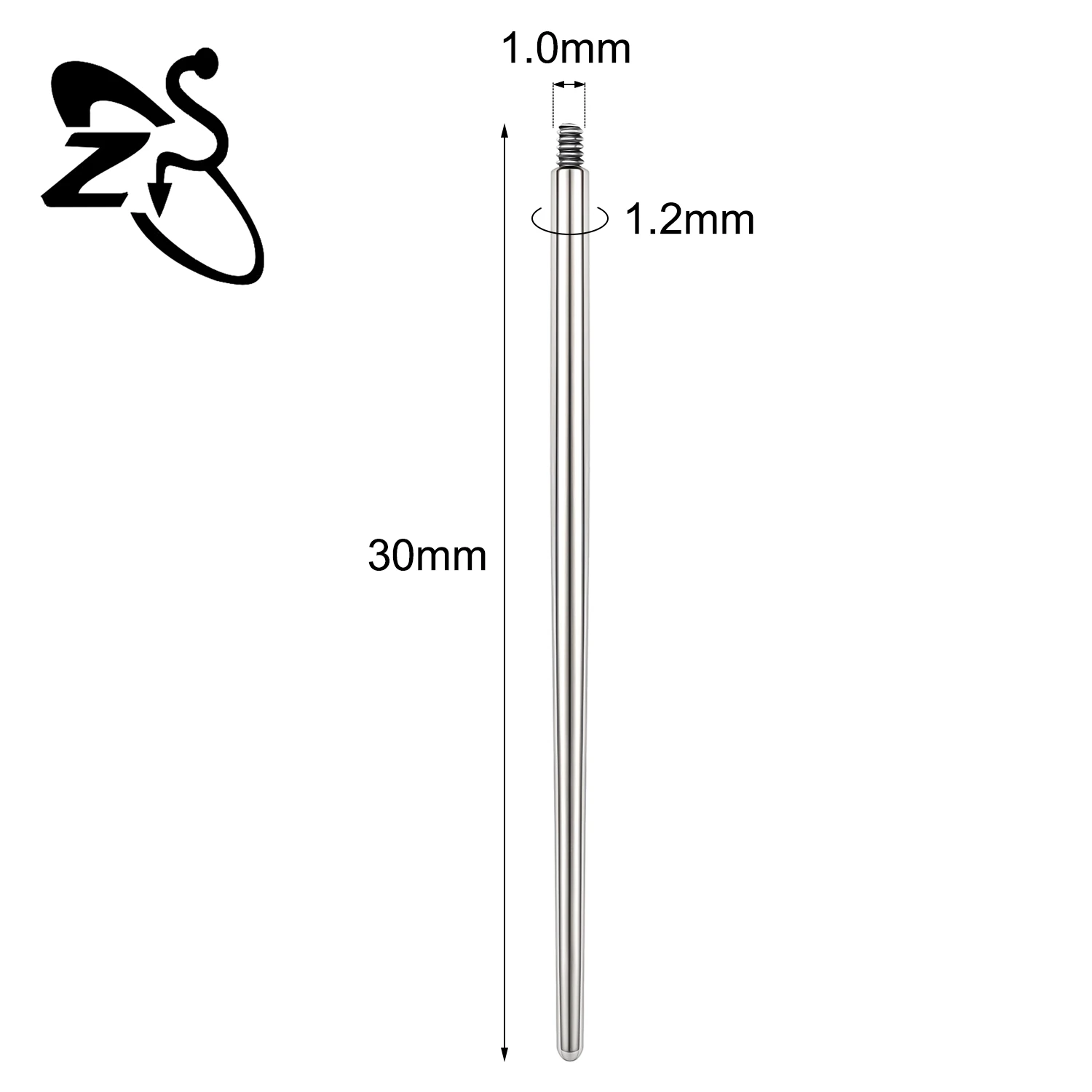 ZS 1 ST Recht Gebogen Rvs Taper Tool Draadloze Inbrengen Schroef Op Assistent Kit Voor Oor/Neus/Navel piercing Gereedschap