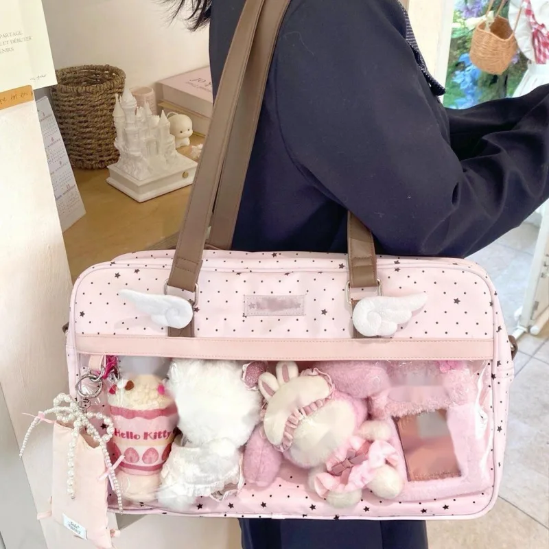 Bow Radium Lace Itabag Y2K Cut Transparent Bar Shoulder Messenger Bag Anime Large Capacity Female Large Capacity Baby Itabag New