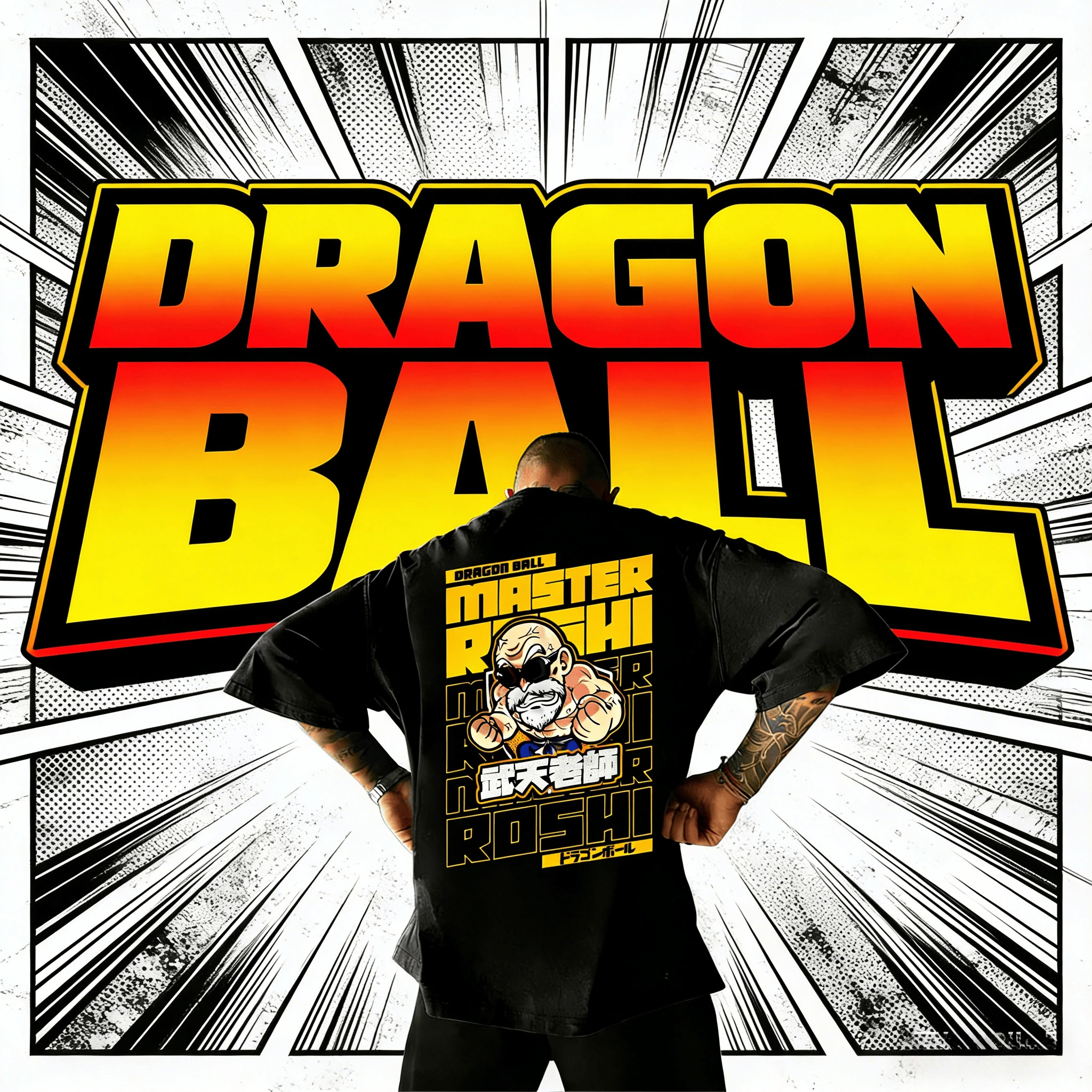 Vintage Dragon Ball Übergroßes T-Shirt 2026 Sommer Baumwolle Meister Roshi Kame Sennin Grafik-Print Unisex Streetwear Erwachsene Kinder